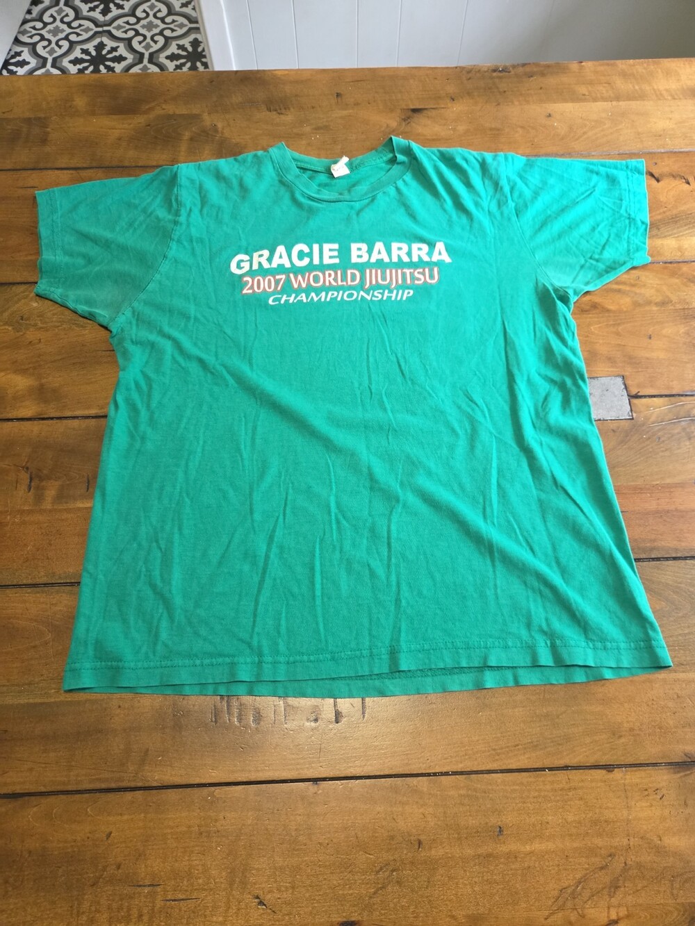Gracie Barra 2007 World Jiu Jitsu Shirt Medium M Green BJJ Carlos Gracie Jr Tee